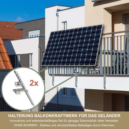 Halterung Balkonkraftwerk für Geländer rund & eckig – sichere Photovoltaik-Befestigung aus Edelstahl