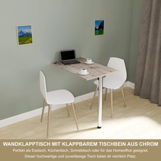 Wandklapptisch 80x50 cm Eiche astig – platzsparender Klapptisch für Küche, Büro & Homeoffice