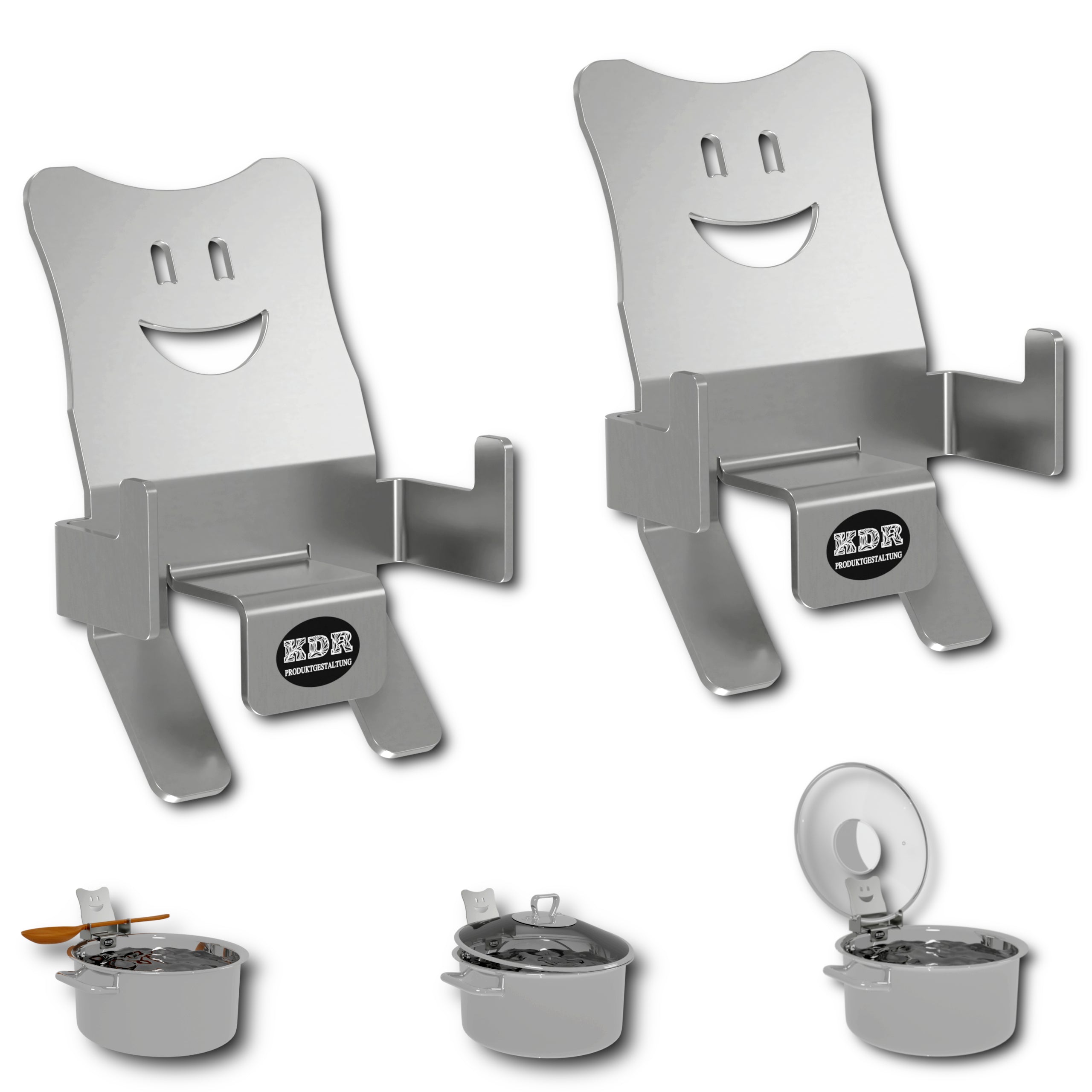 Deckelhalter Edelstahl für Topf & Pfanne 2er Set – Topfdeckelhalter pl – KDR Shop