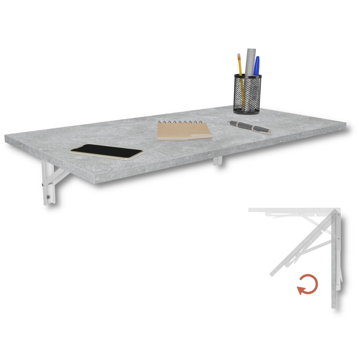 Wall-mounted folding table, desk, table top 80x40 cm in white, folding table, dining table, kitchen table for the wall, bar table, high table, wall table, foldable table for wall mounting