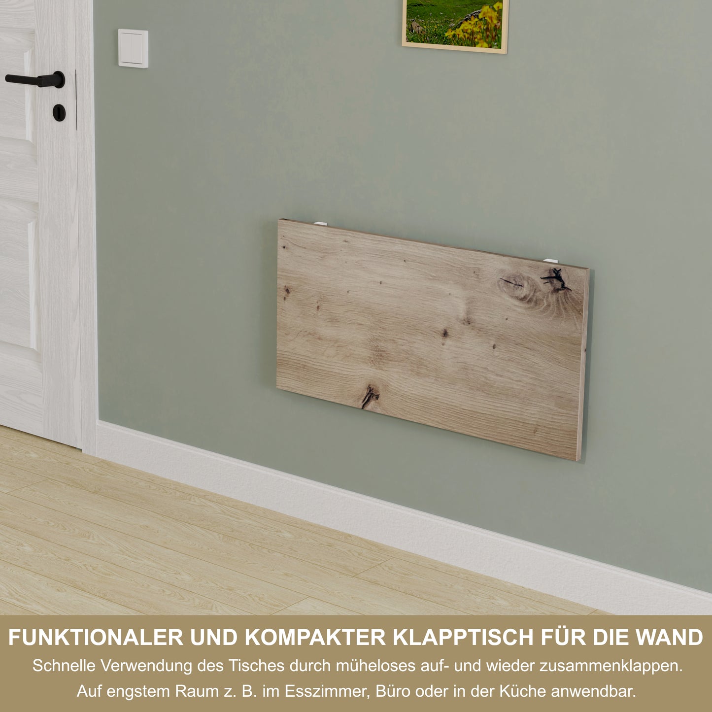 Wall-mounted folding table, desk, table top 80x40 cm in white, folding table, dining table, kitchen table for the wall, bar table, high table, wall table, foldable table for wall mounting