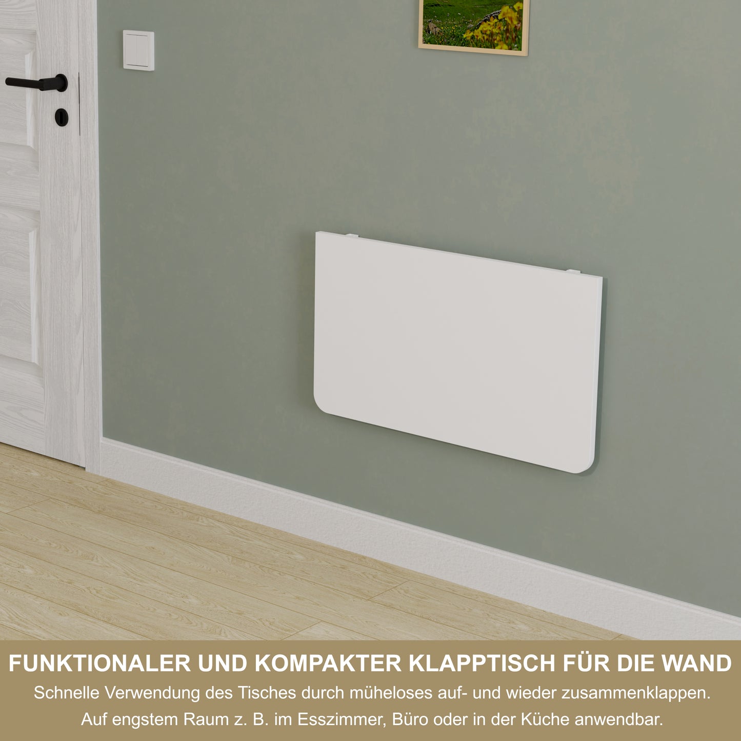 Wall-mounted folding table, desk, table top 80x40 cm in white, folding table, dining table, kitchen table for the wall, bar table, high table, wall table, foldable table for wall mounting
