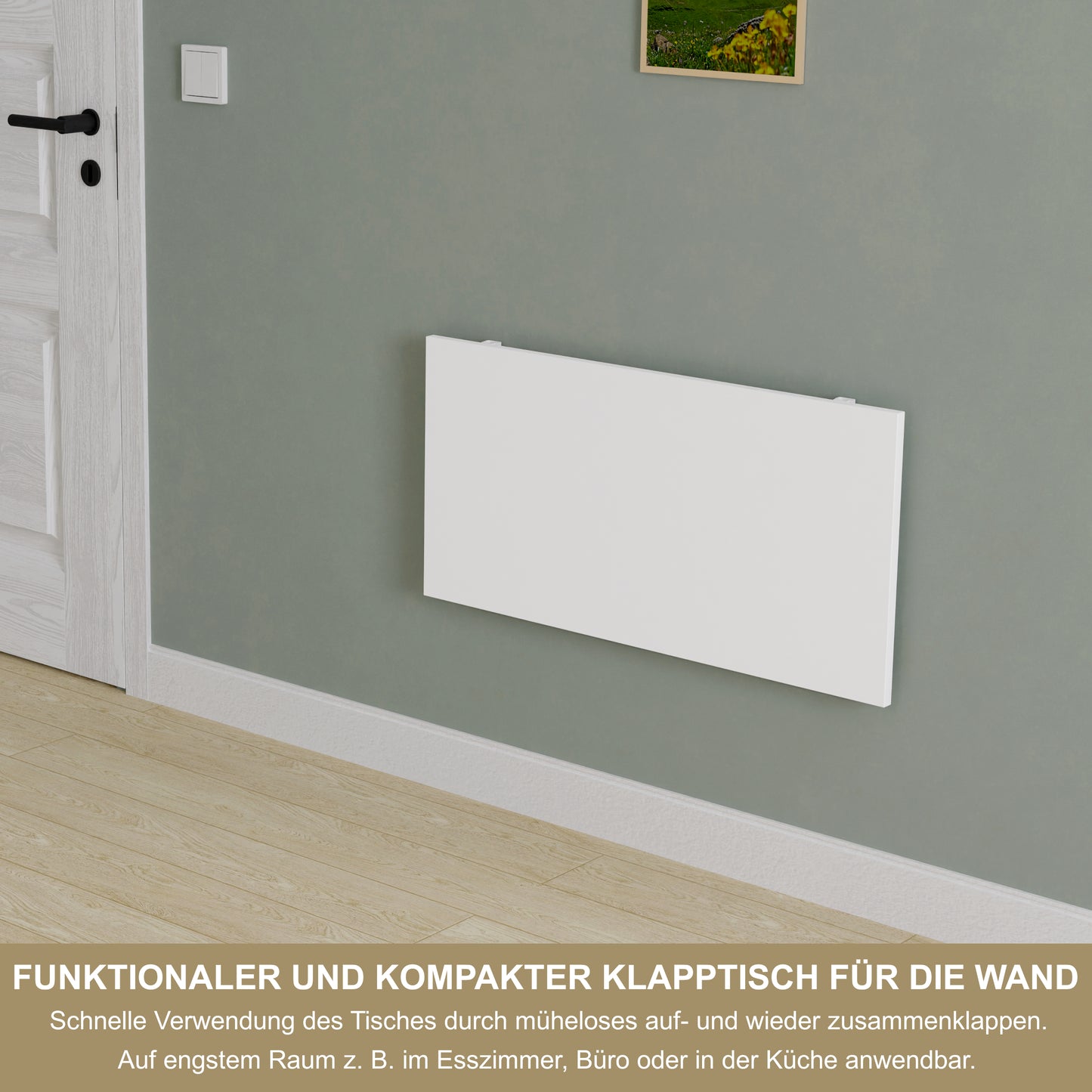 Wall-mounted folding table, desk, table top 80x40 cm in white, folding table, dining table, kitchen table for the wall, bar table, high table, wall table, foldable table for wall mounting