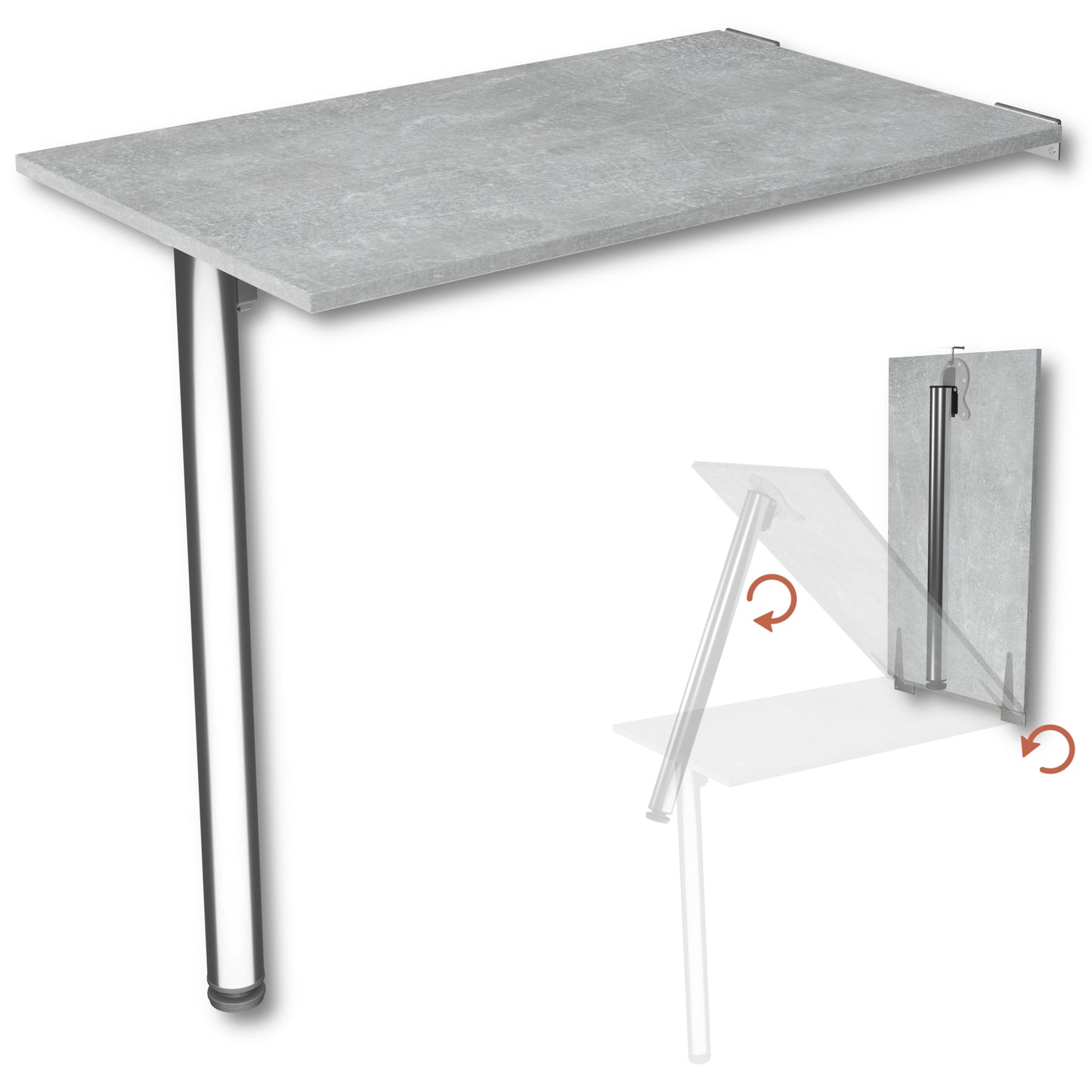 Wall-mounted folding table, desk, table top 80x40 cm in white, folding table, dining table, kitchen table for the wall, bar table, high table, wall table, foldable table for wall mounting