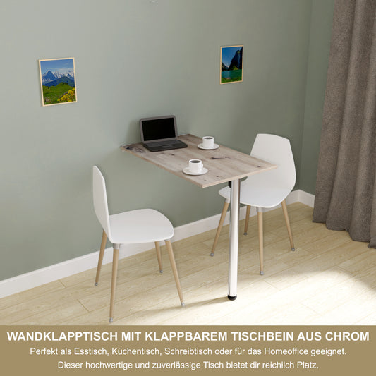 Wandklapptisch 80x50 cm Eiche astig – Klapptisch, Schreibtisch, Küchentisch, Esstisch, Wandmontage, platzsparend
