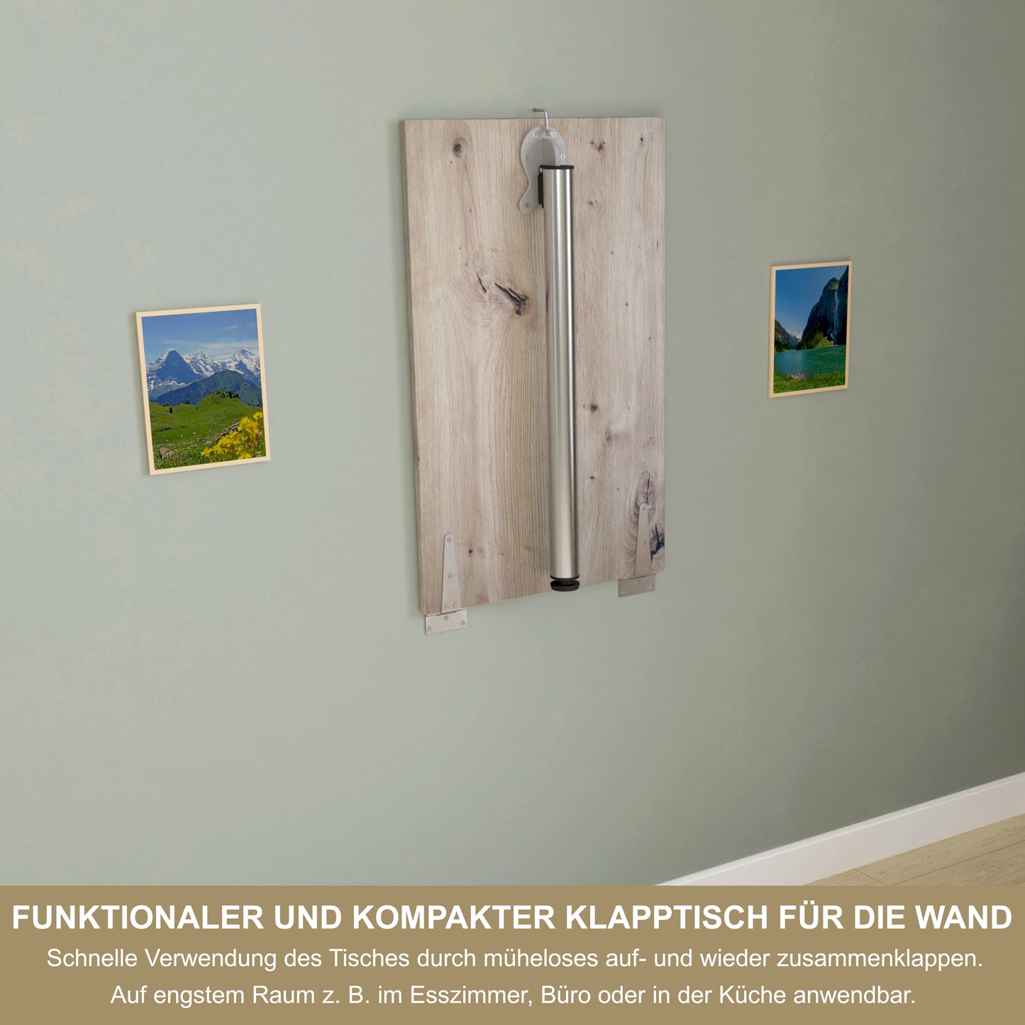 Wall-mounted folding table, desk, table top 80x40 cm in white, folding table, dining table, kitchen table for the wall, bar table, high table, wall table, foldable table for wall mounting