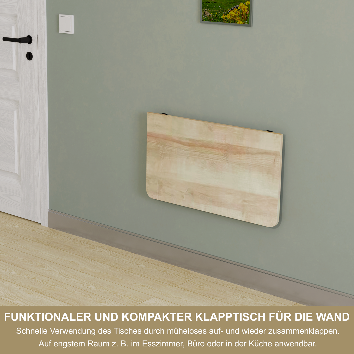 Wandklapptisch 70x40 cm Eiche – Klapptisch, Schreibtisch, Küchentisch, Esstisch, Wandmontage, platzsparend