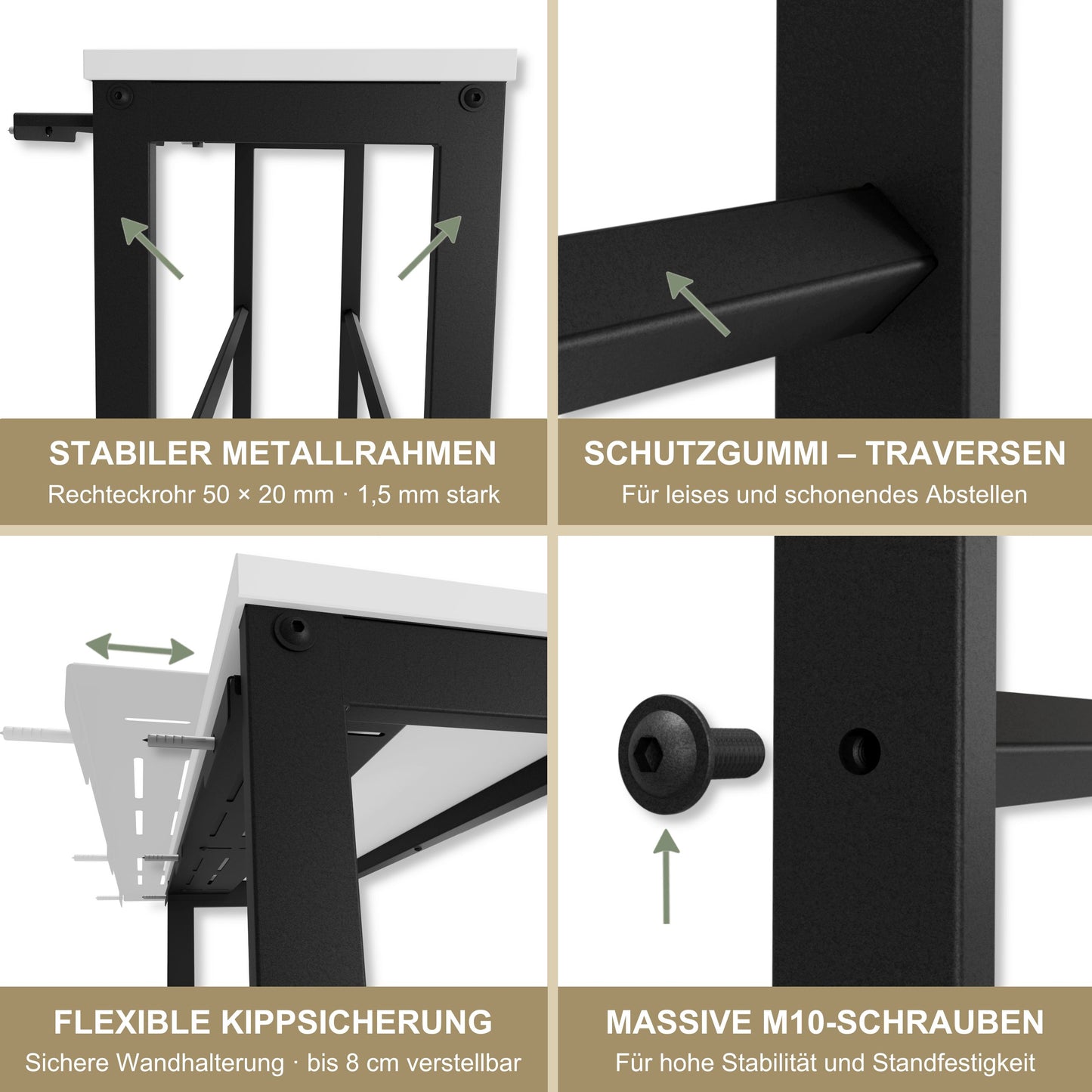 Getränkekistenregal mit Ablage in Weiß – Kistenregal für Getränkekisten, Wasserkisten & Bierkisten – bis 260 kg Traglast – 90 × 35 × 115 cm