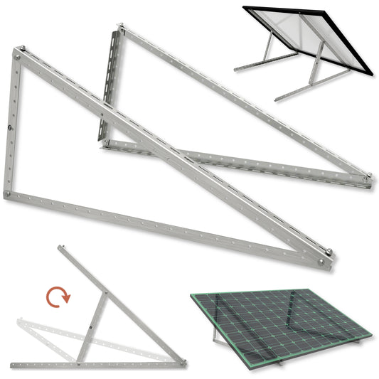 Halterung Solarmodul Edelstahl K320 geschliffen außen – 2,5 mm stark – verstellbar 0-45° – PV Halter Balkon Wand Flachdach – für Solarmodule bis 2 m²