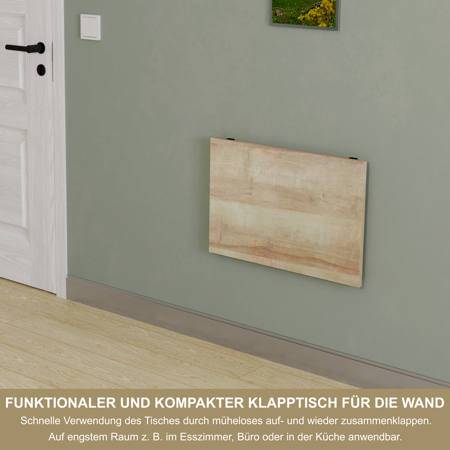 Wandklapptisch 60x40 cm Eiche – Klapptisch, Schreibtisch, Küchentisch, Esstisch, Wandmontage, platzsparend