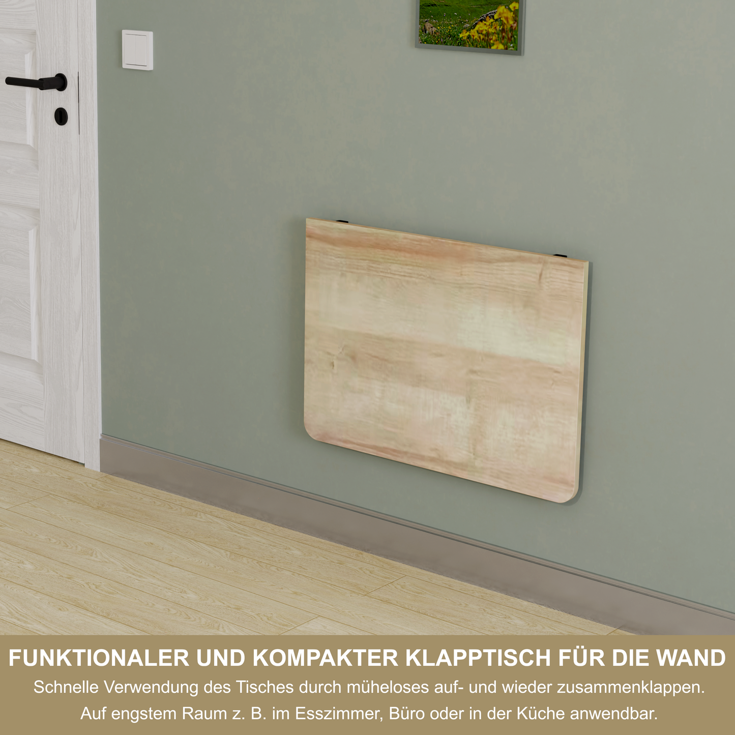 Wandklapptisch 70x50 cm Eiche – Klapptisch, Schreibtisch, Küchentisch, Esstisch, Wandmontage, platzsparend