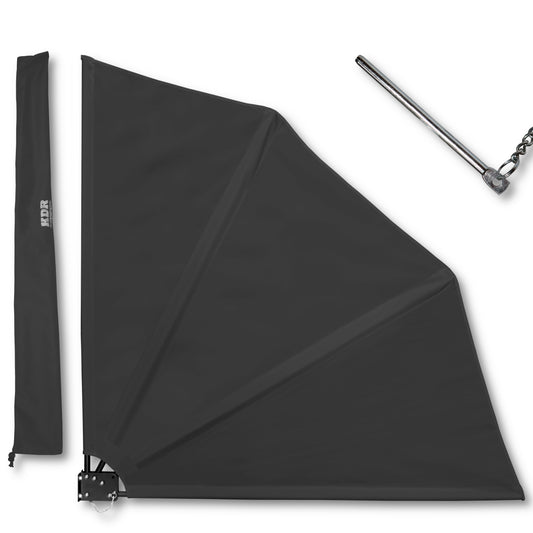 Balkonfächer 120x120 cm Anthrazit – Wind- & Sichtschutz für Balkon & Terrasse – Markise mit UV-beständigem Polyester – Schutzhülle & Montagezubehör