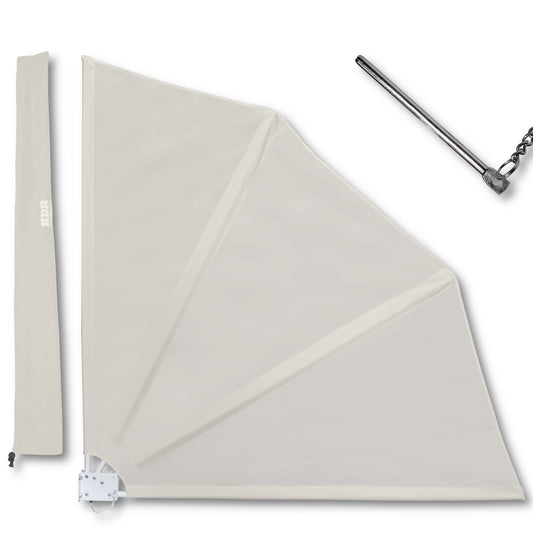Balkonfächer 120x120 cm Beige – Wind- & Sichtschutz für Balkon & Terrasse – Markise mit UV-beständigem Polyester – Schutzhülle & Montagezubehör