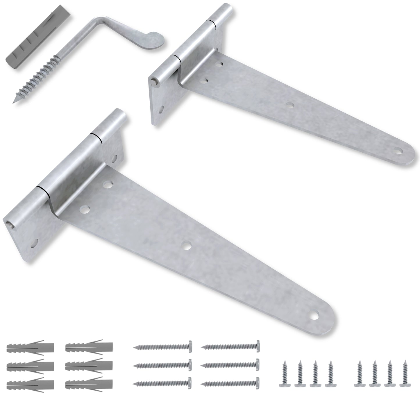 T-Scharnier Set für klappbaren Wandtisch – 2× verzinktes Bandscharnier für Wandmontage – Klapptisch Scharnier 90°-180° – inkl. Montagematerial