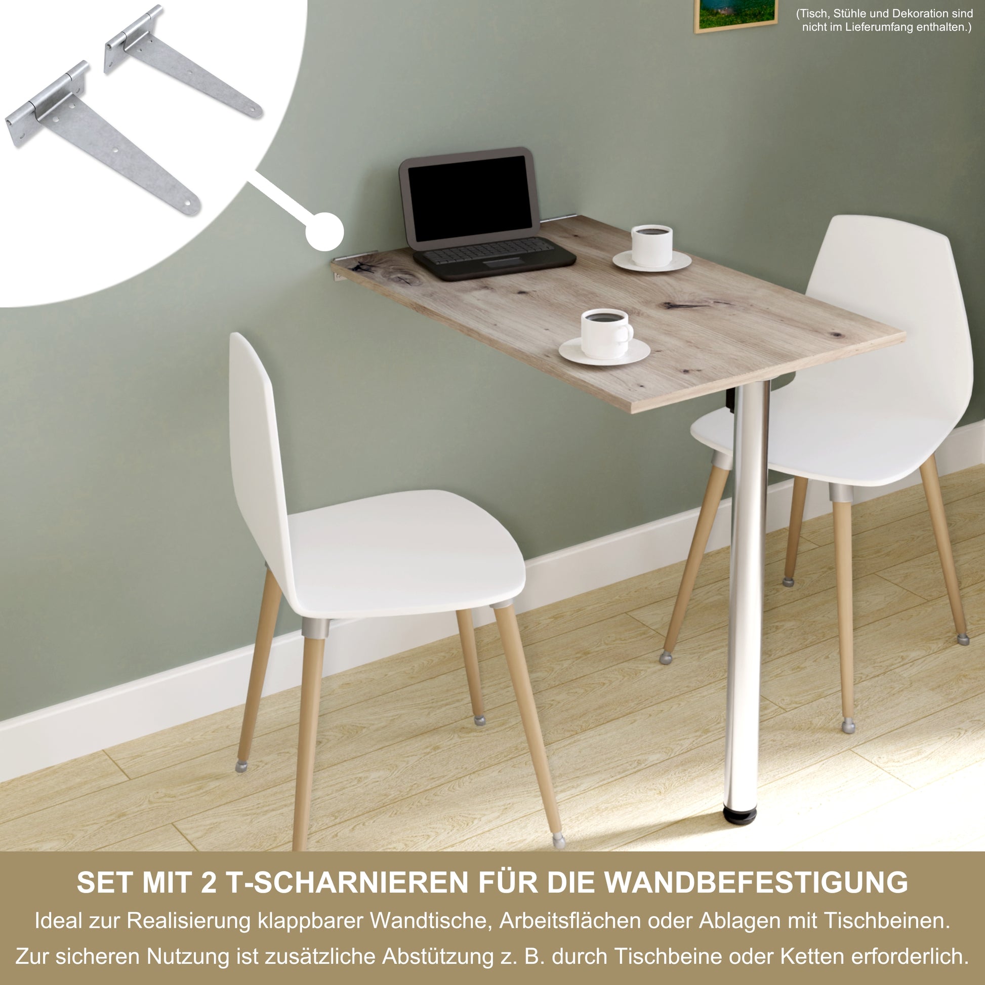 campingtisch scharnier T-Scharnier Set für klappbaren Wandtisch – 2× verzinktes Bandscharnier – KDR Shop