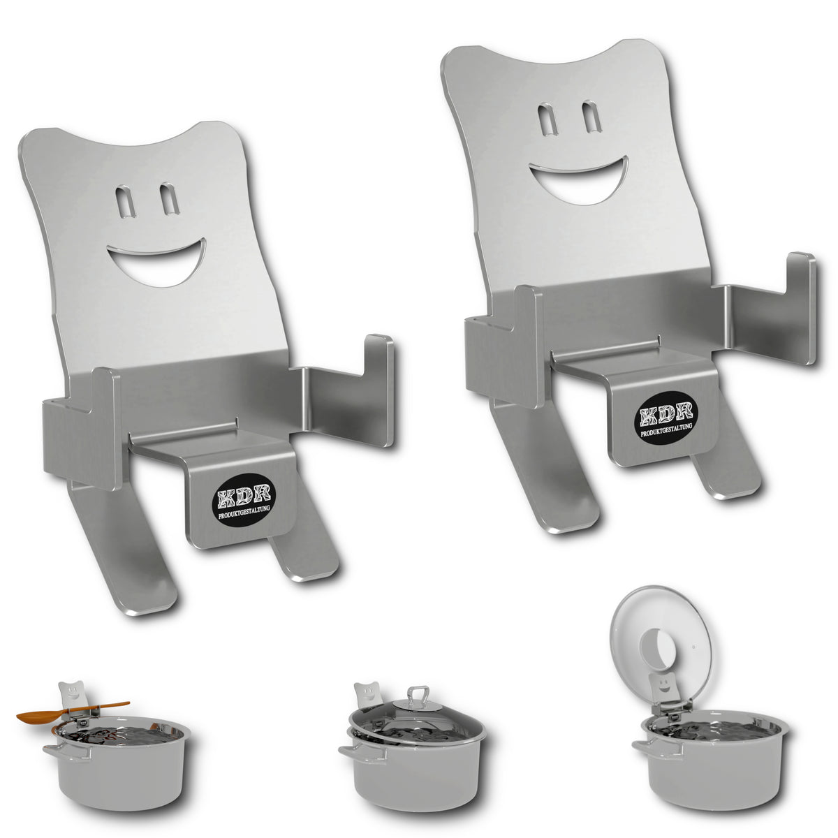 Deckelhalter Edelstahl für Topf & Pfanne 2er Set – Topfdeckelhalter pl – KDR Shop