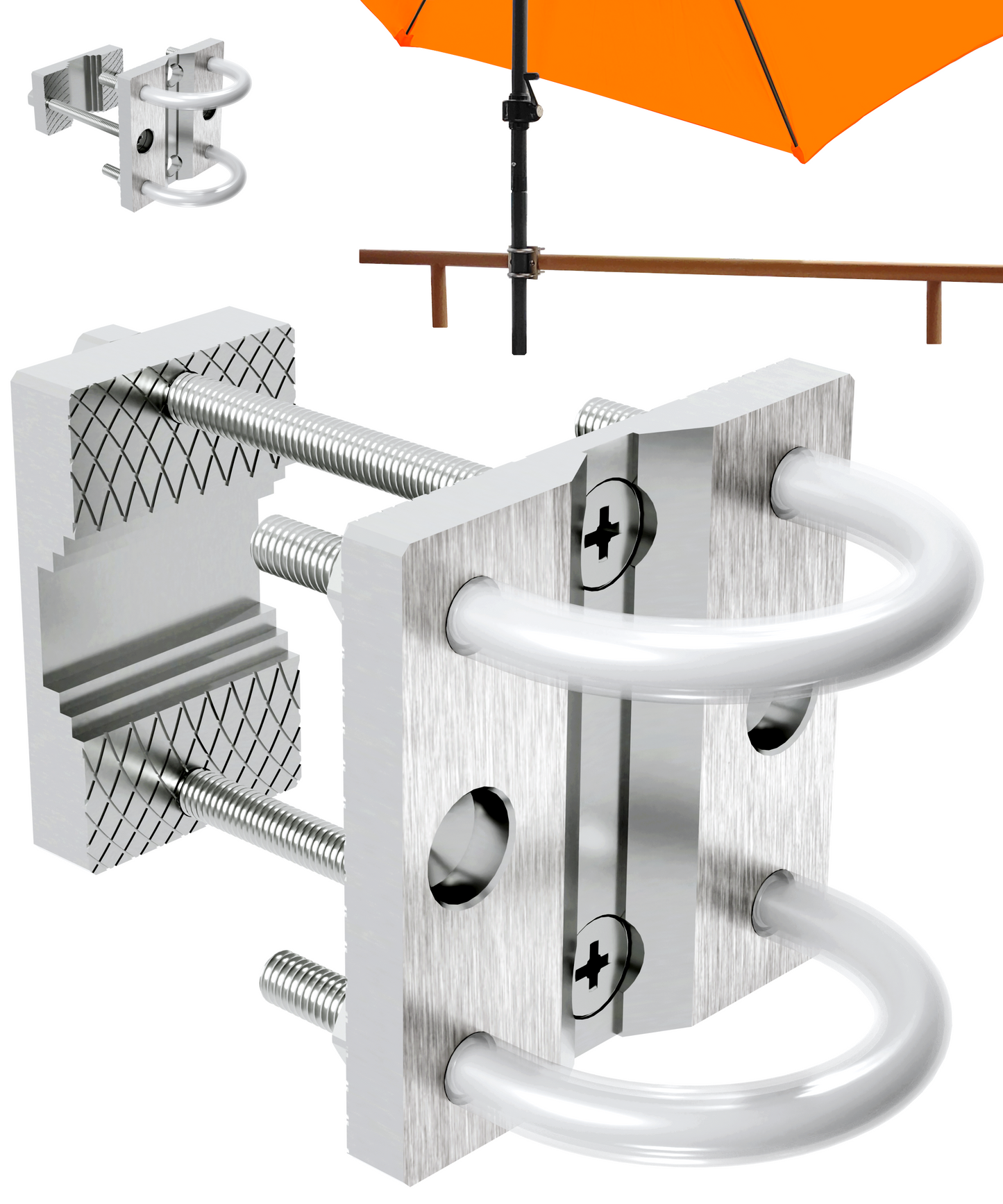 Sonnenschirmhalter aus Edelstahl für Balkongeländer rund und eckig Schirmhalterung bis Sonnenschirm 300 cm Schirmständer Balkon stabile Bügel Halterung sichere Befestigung am Geländer