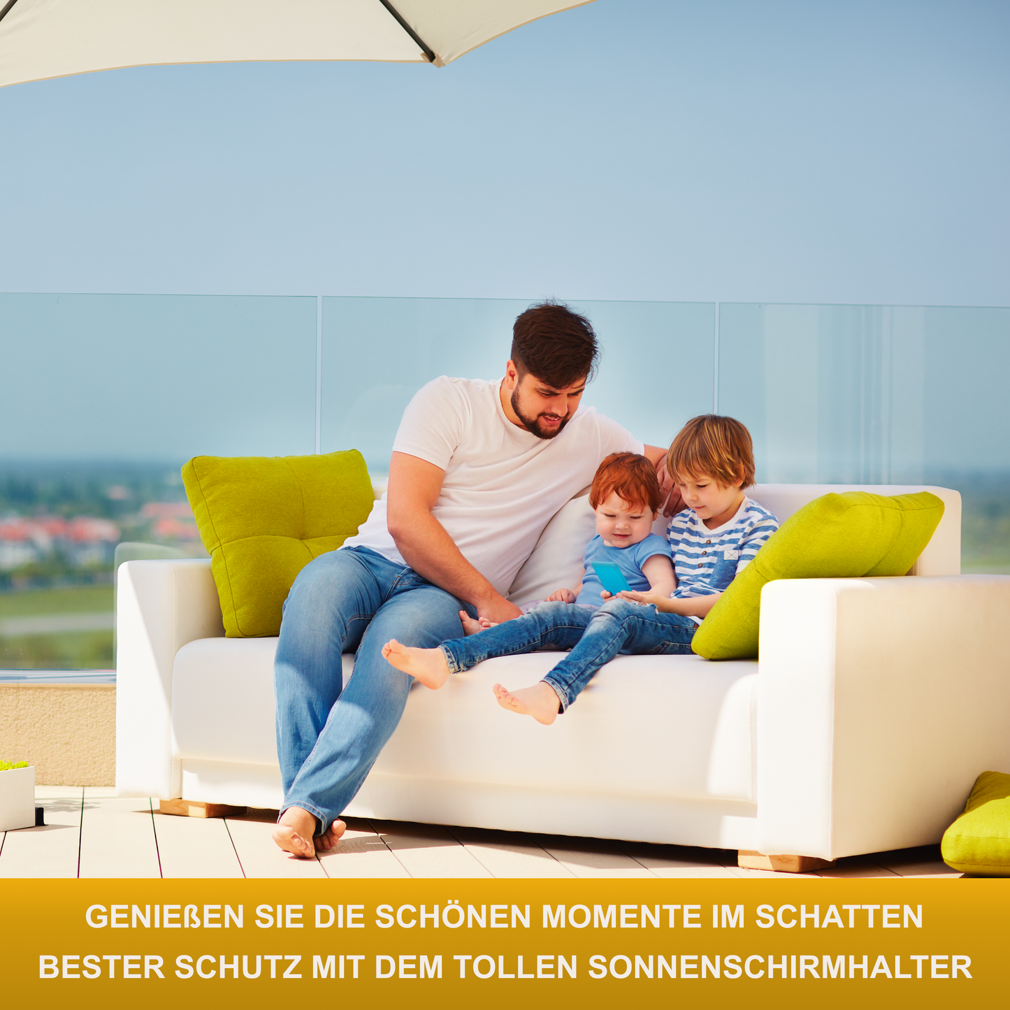 Sonnenschirmhalter aus Edelstahl für Balkongeländer rund und eckig Schirmhalterung bis Sonnenschirm 180 cm Schirmständer Balkon stabile Vierkant Halterung sichere Befestigung am Handlauf