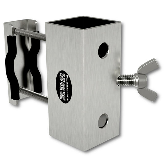 Support de parasol en acier inoxydable pour balustrades de balcon rondes et carrées – jusqu'à 270 cm, support carré stable, fixation sécurisée à la rambarde