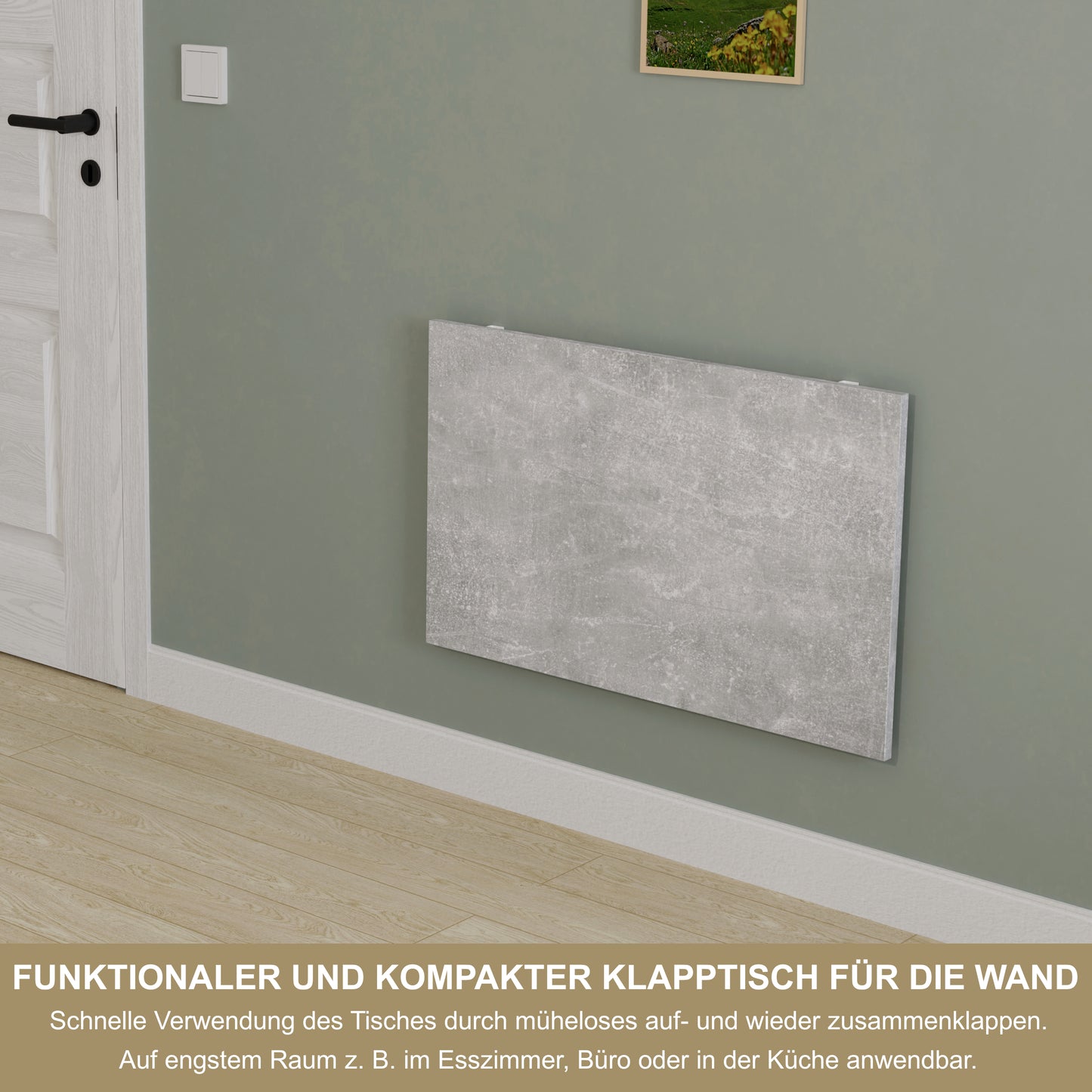 Wall-mounted folding table 80x50 cm concrete look – folding table, desk, kitchen table, dining table, wall-mounted, space-saving