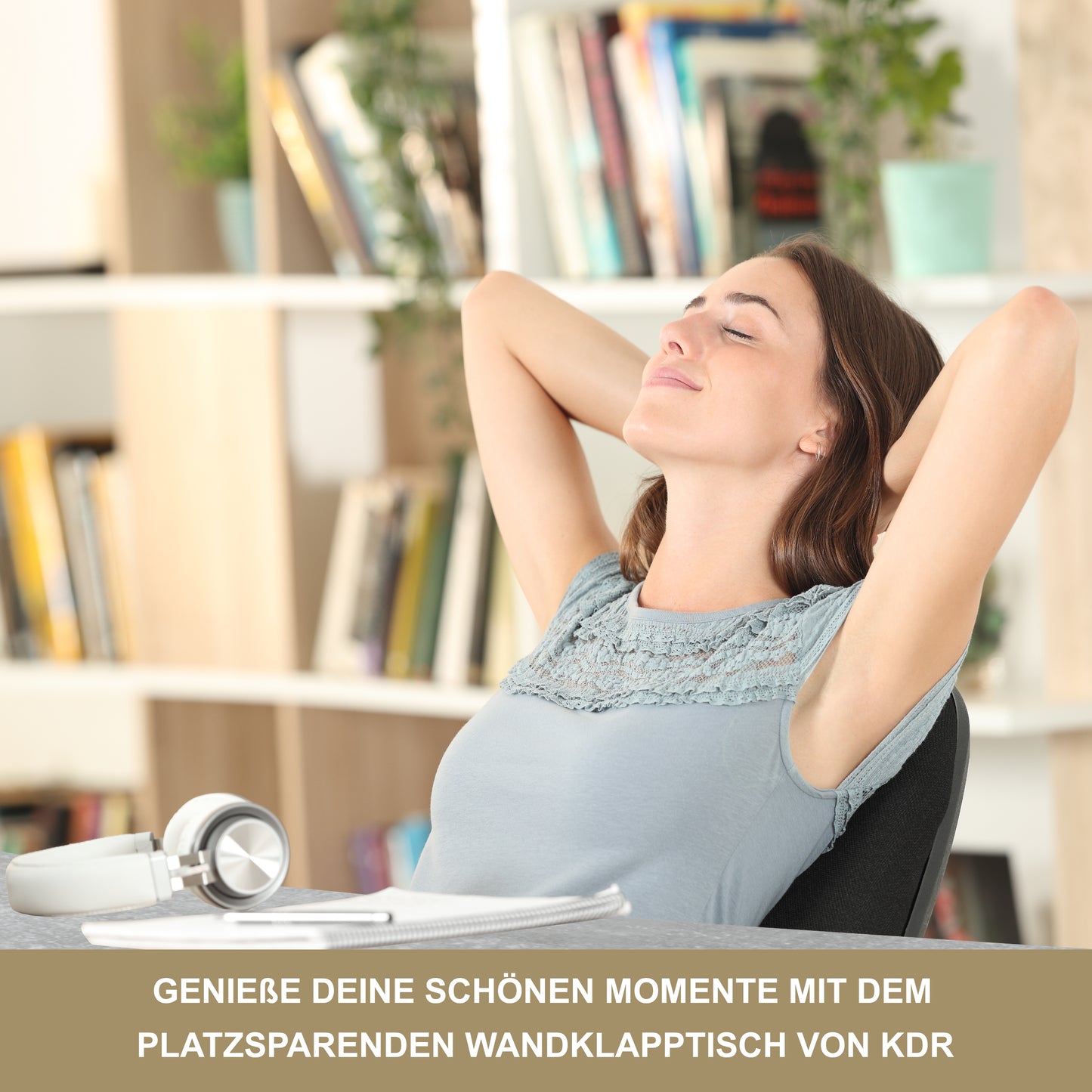 Wall-mounted folding table 80x50 cm concrete look – folding table, desk, kitchen table, dining table, wall-mounted, space-saving