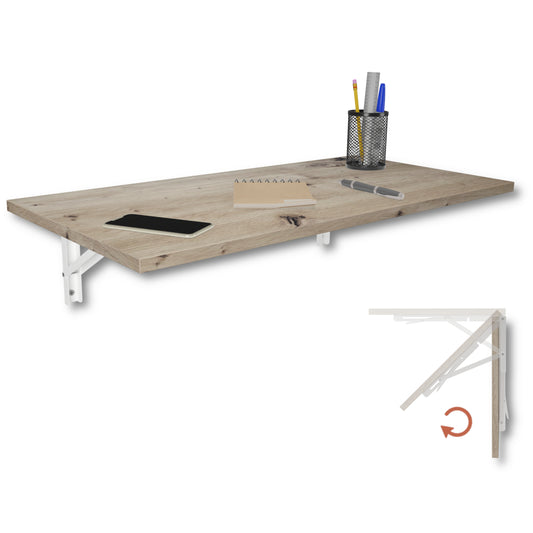 Wall-mounted folding table, desk, table top 80x40 cm in white, folding table, dining table, kitchen table for the wall, bar table, high table, wall table, foldable table for wall mounting