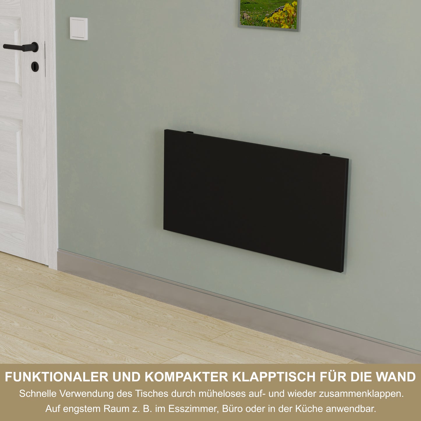Wall-mounted folding table 80x40 cm black – Folding table, desk, kitchen table, dining table, wall-mounted, space-saving