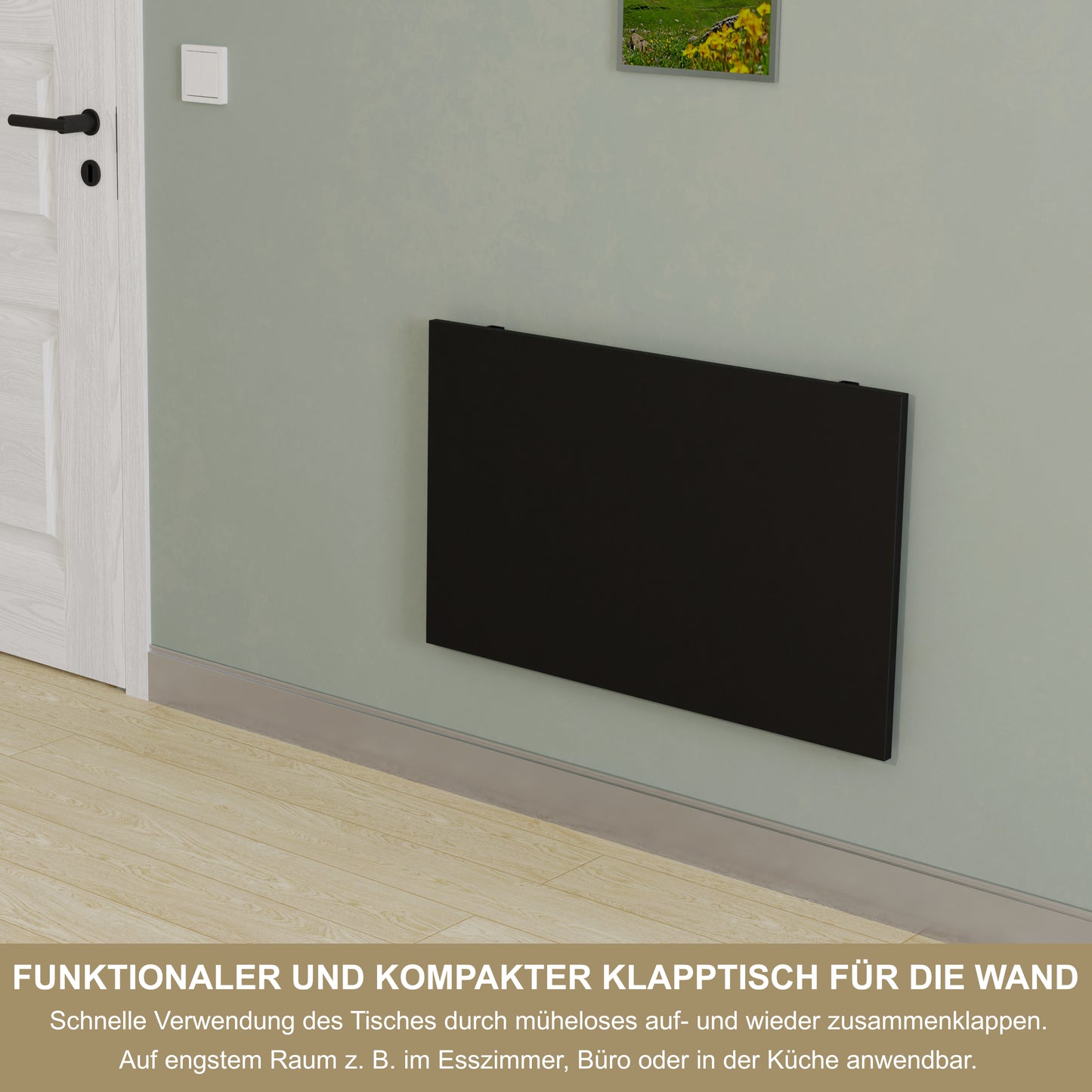 Wall-mounted folding table 80x50 cm black – Folding table, desk, kitchen table, dining table, wall-mounted, space-saving