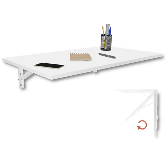 Wandklapptisch 80x50 cm Weiß – Klapptisch, Schreibtisch, Küchentisch, Esstisch, Wandmontage, platzsparend