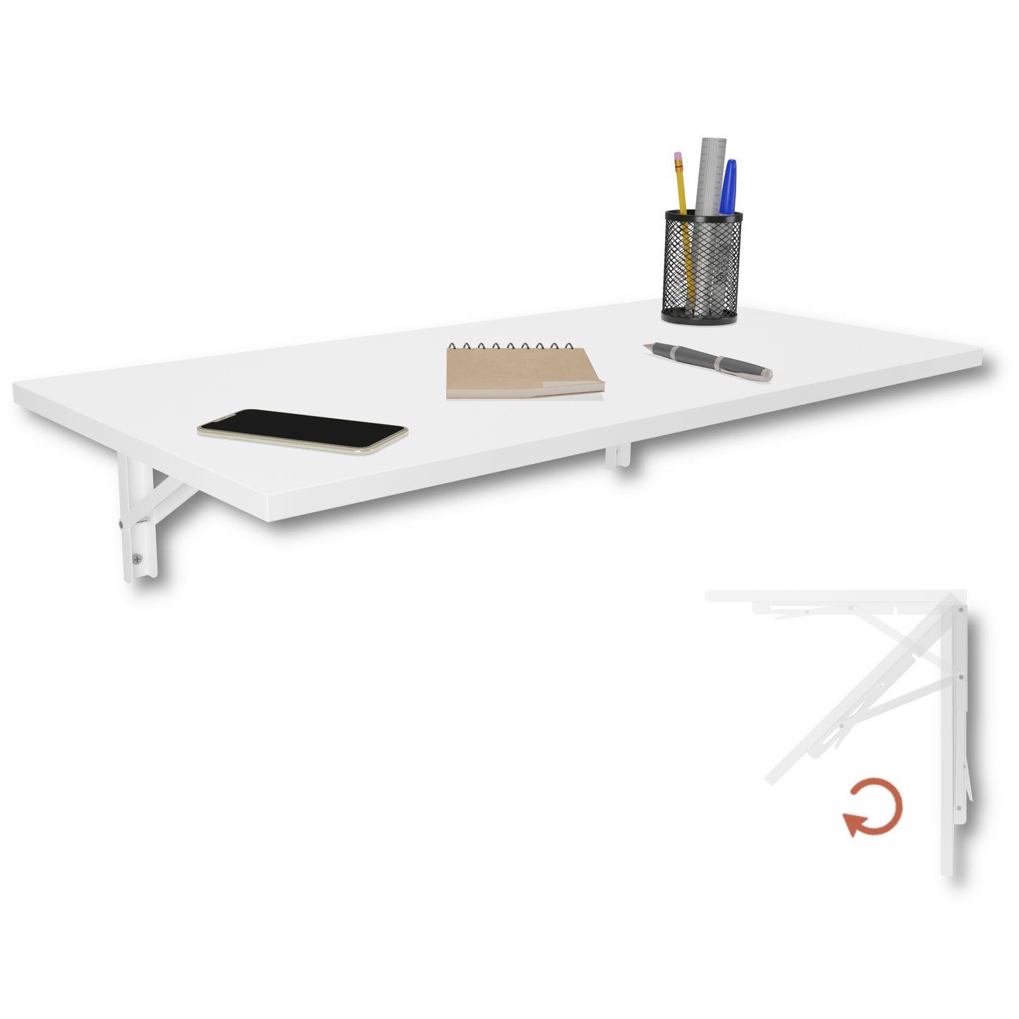 Wall-mounted folding table 80x40 cm White – Folding table, desk, kitchen table, dining table, wall-mounted, space-saving