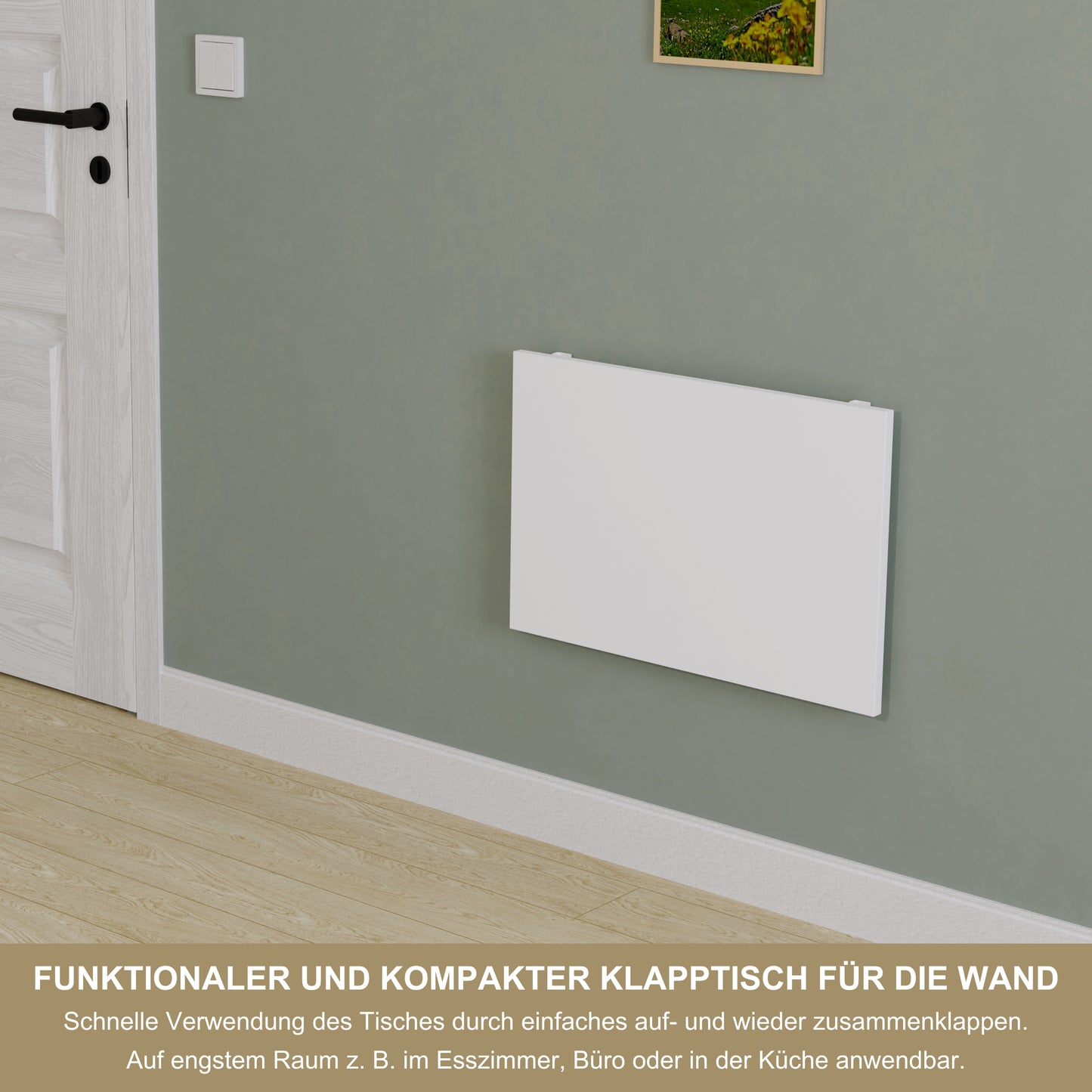 Wandklapptisch 60x40 cm Weiß – Klapptisch, Schreibtisch, Küchentisch, Esstisch, Wandmontage, platzsparend (Kopie)
