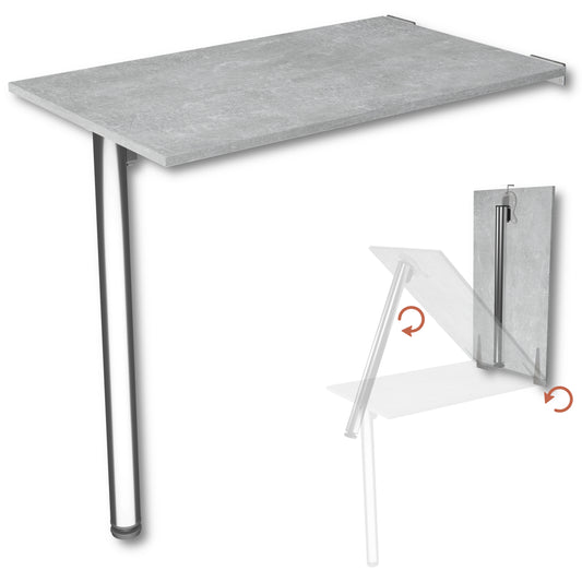 Wall-mounted folding table, desk, table top 80x40 cm in white, folding table, dining table, kitchen table for the wall, bar table, high table, wall table, foldable table for wall mounting