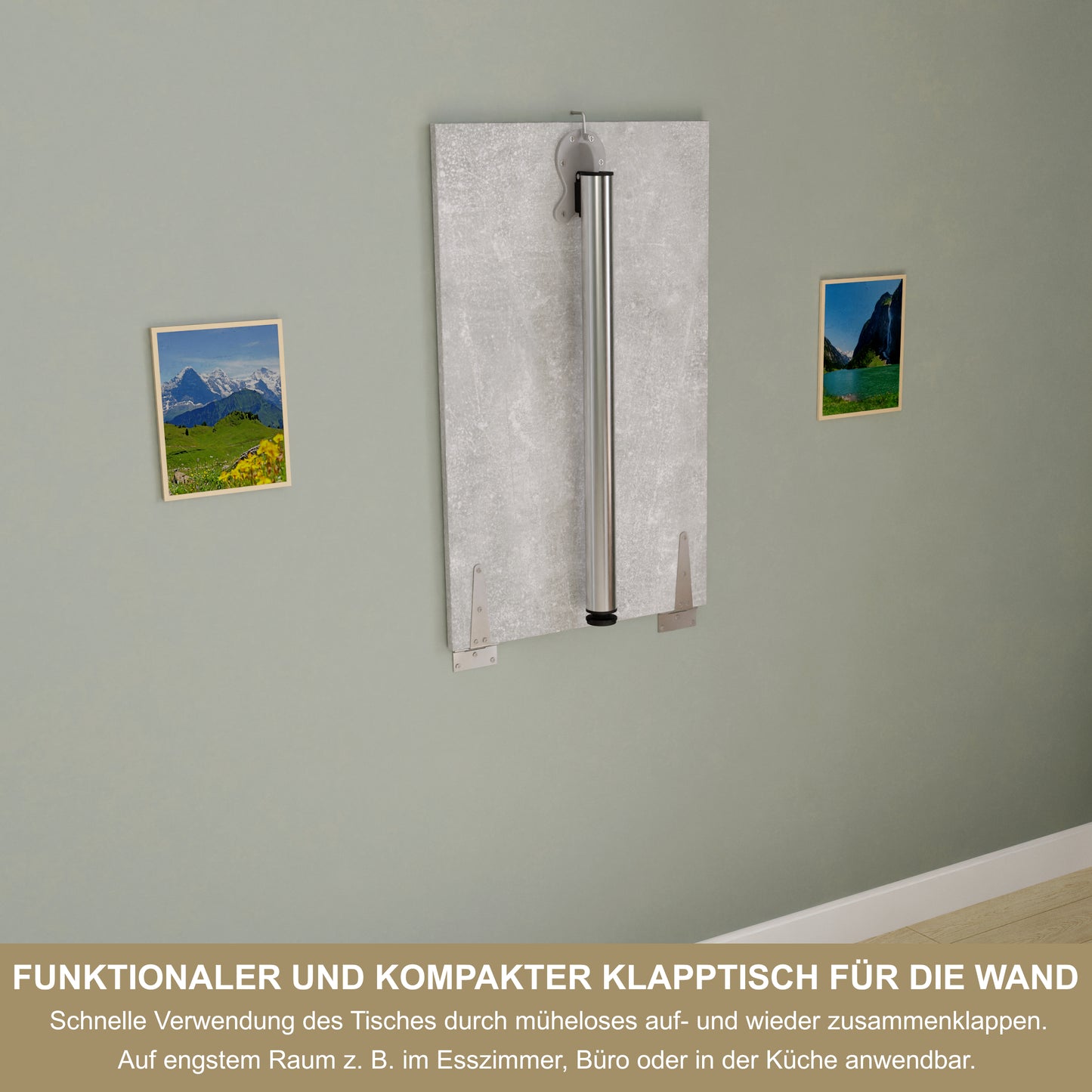 Wall-mounted folding table, desk, table top 80x40 cm in white, folding table, dining table, kitchen table for the wall, bar table, high table, wall table, foldable table for wall mounting