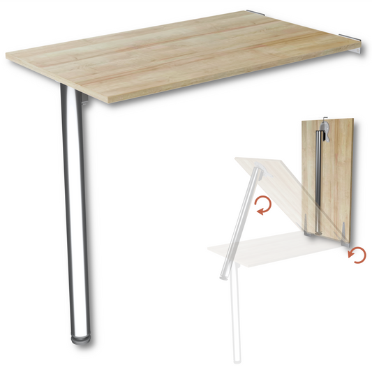 Wandklapptisch 80x50 cm Eiche – Klapptisch, Schreibtisch, Küchentisch, Esstisch, Wandmontage, platzsparend