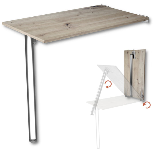 Wall-mounted folding table, desk, table top 80x40 cm in white, folding table, dining table, kitchen table for the wall, bar table, high table, wall table, foldable table for wall mounting