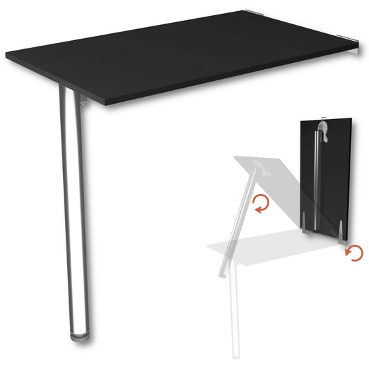 Wall-mounted folding table 80x50 cm black – Folding table, desk, kitchen table, dining table, wall-mounted, space-saving