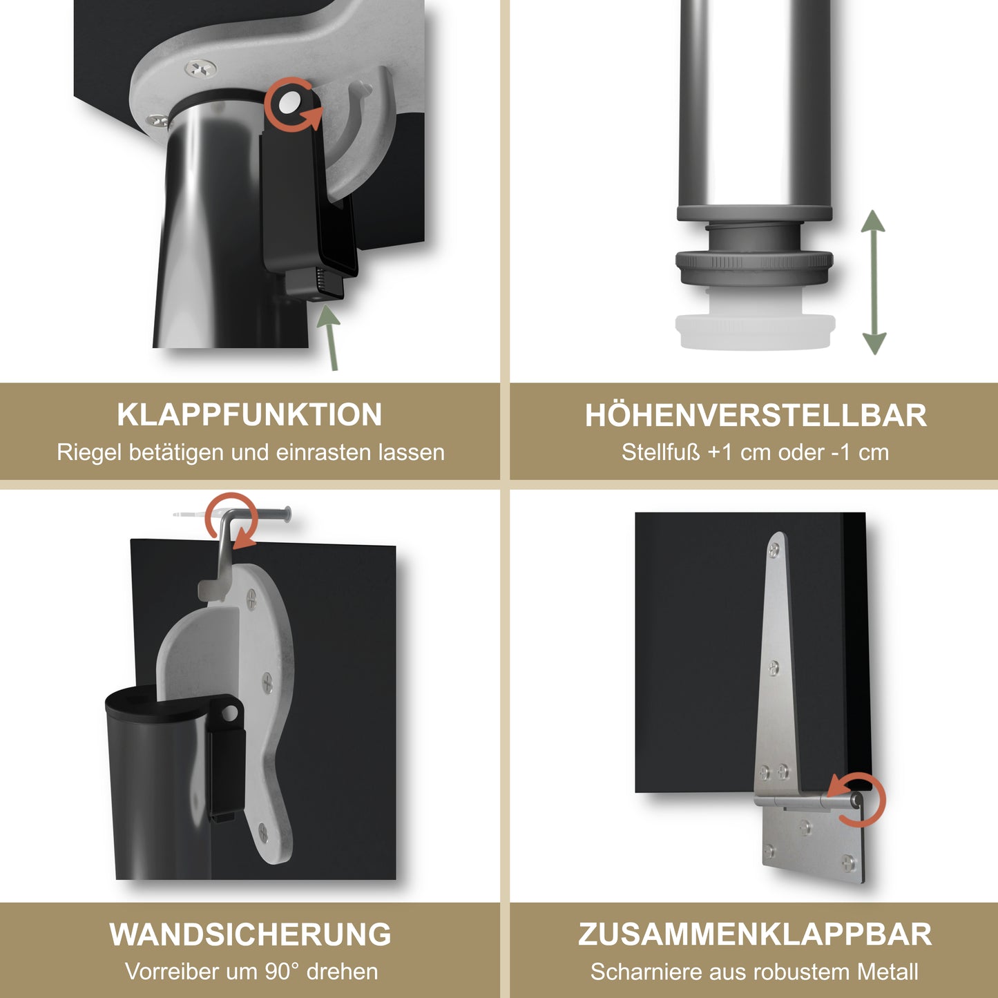 Wall-mounted folding table 80x50 cm black – Folding table, desk, kitchen table, dining table, wall-mounted, space-saving